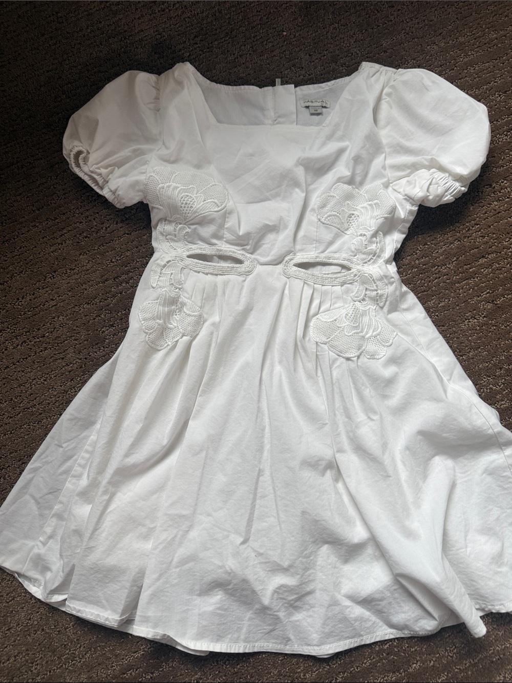 Habitual White Cotton Eyelet Cutout Dress